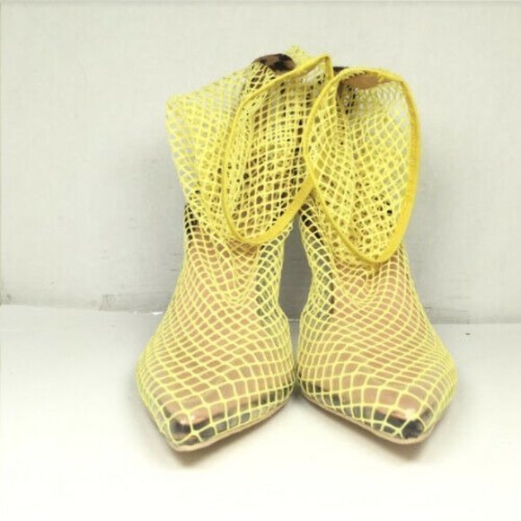 Why Envy Me? Women's Pointed Toe Mesh Heels Leopard Print Yellow Size 9 - Picture 4 of 9
